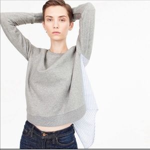 J.Crew Gray Sweatshirt with Woven Button Down Back Sz XL